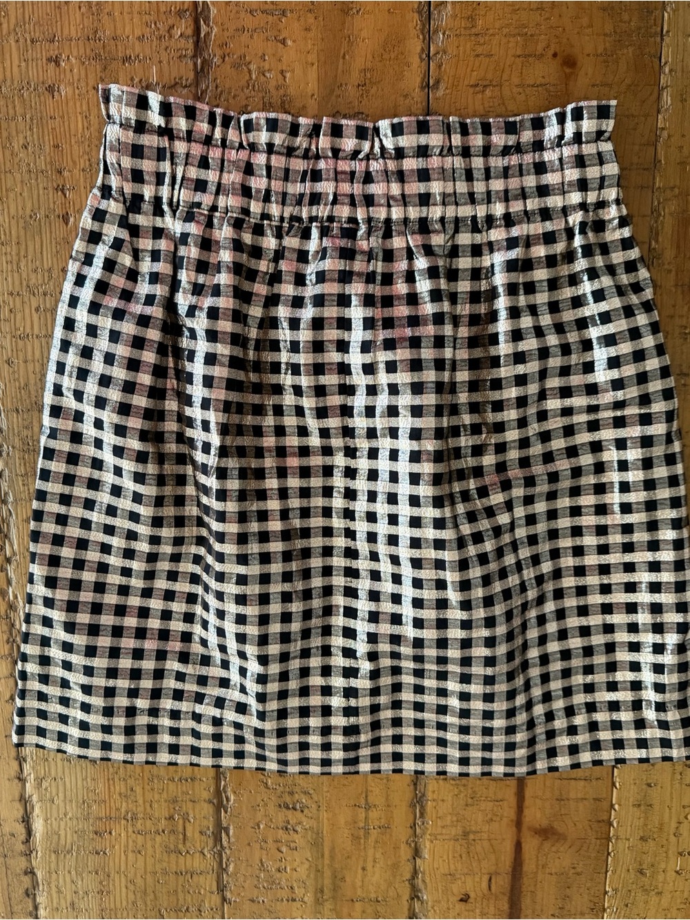 LOFT Black, Gold Metallic Gingham Mini Skirt